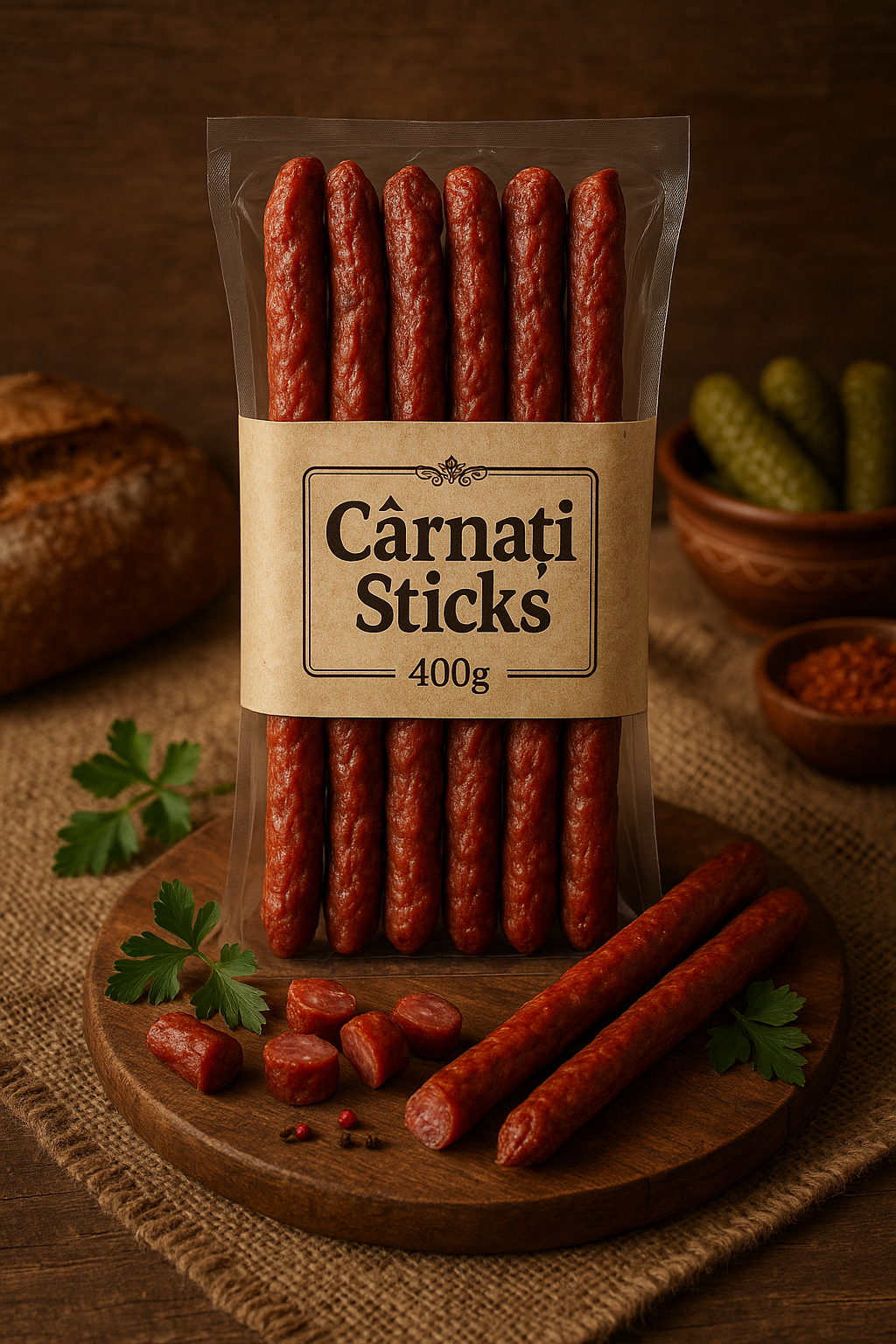 Cârnaţi porc sticks 400g